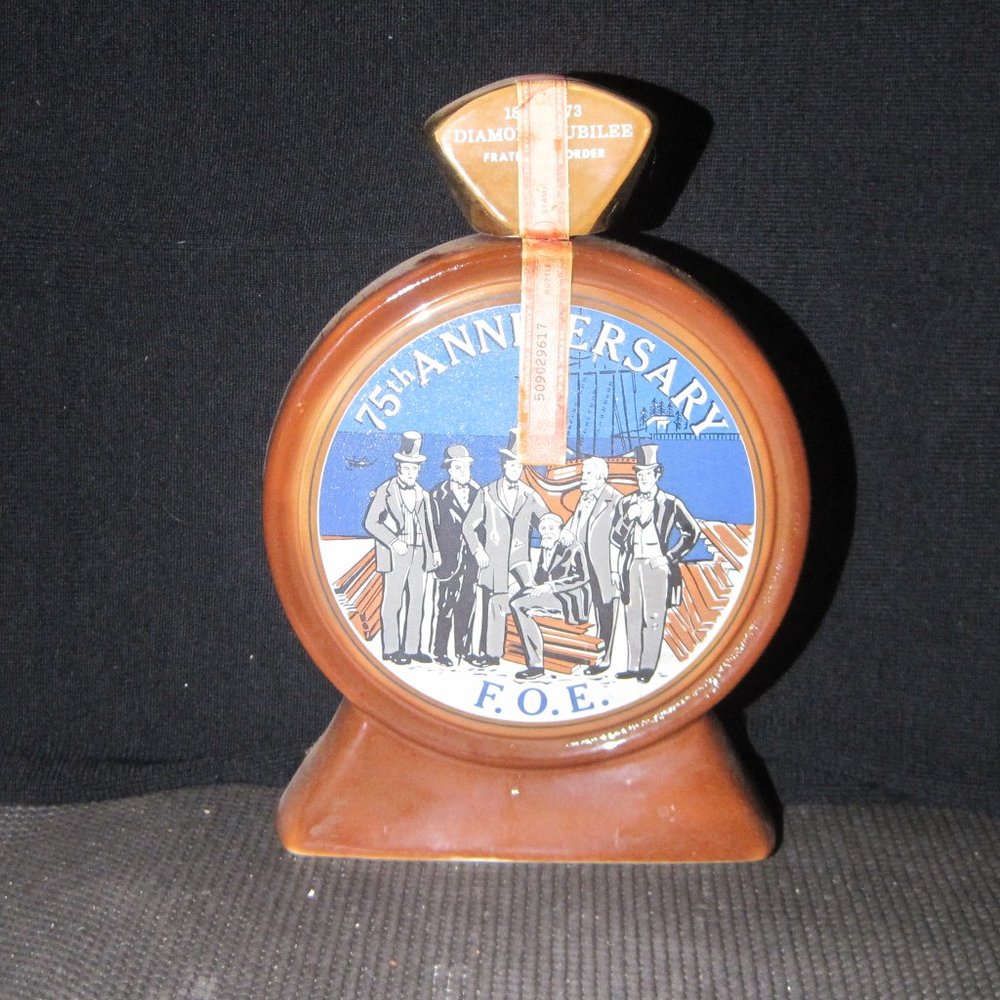 1898-1973 75TH ANNIVERSARY FRATERNAL ORDER OF THE EAGLES (FOE) DECANTER (empty)